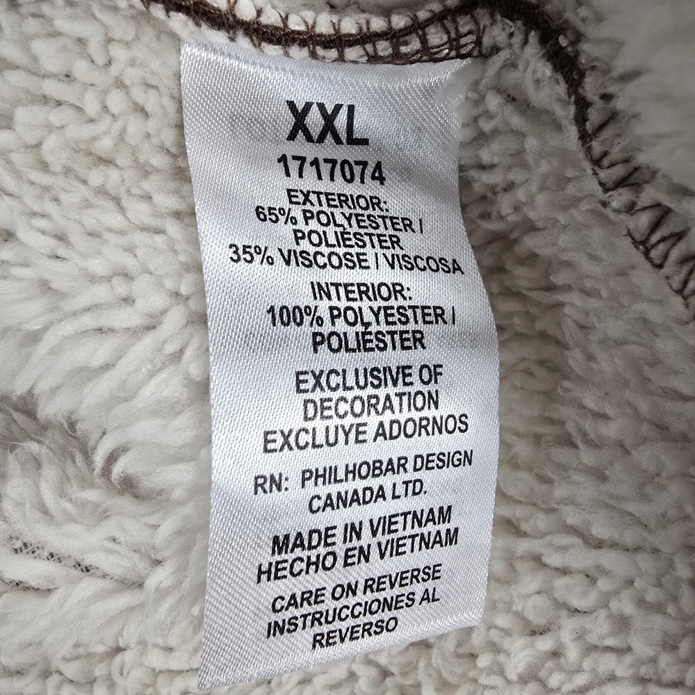 BC Clothing Heritage Sweater Mens 2XL Brown Waffle Knit Sherpa Lined Quarter Zip - Picture 4 of 14